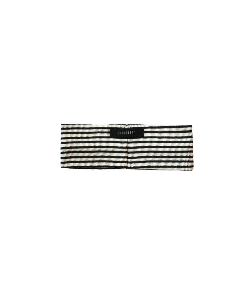 Kookeesee Striped Waffle Headband (Black/Ivory)