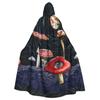 Long Cape Cloak Magic-mushrooms Collage Concept Hooded Cloak Coat Hoodies Elf Purim Black Cape
