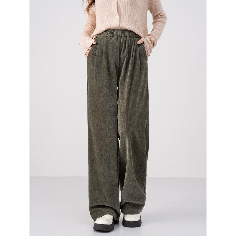 Autumn and Winter New Retro Double-sided Velvet High-waisted Wide-leg Pants Loose and Casual Drape Straight Trousers Children