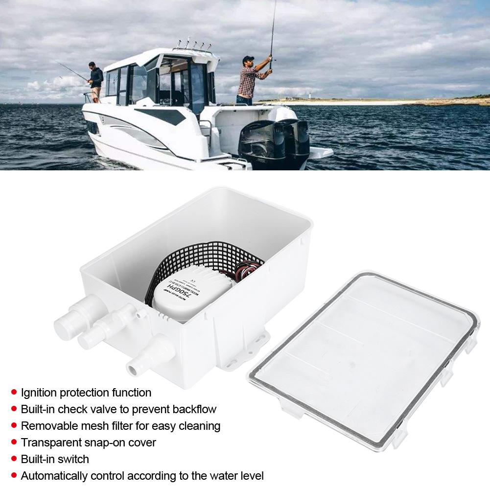 750GPH Shower Sump Marine Shower Pump Shower Sump Pump System Boat RV Bilge 12V 750GPH Marine Multi Port Drain Box Shower Sump