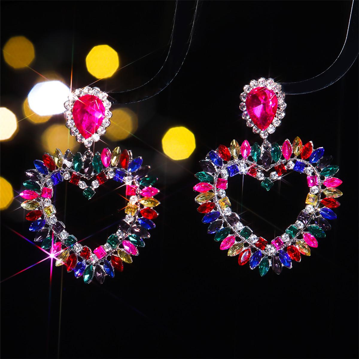 Модные женские серьги-гвоздики с цветными стеклянными стразами, персонализированные преувеличенные серьги-гвоздики