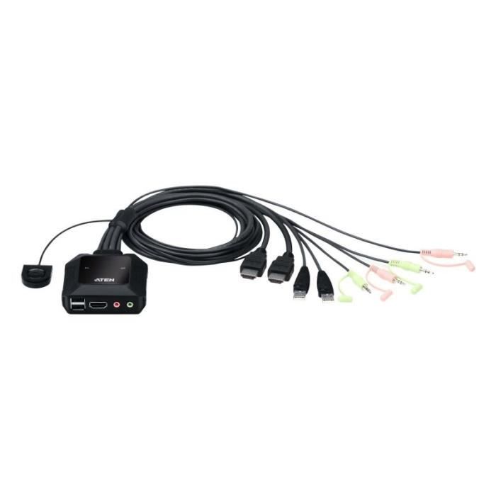 ATEN CS22H commutateur écran, Clavier et Souris Noir - CS22H-AT
