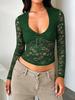 Women y2k Sexy Wind Slim Hollow Long Sleeve Tie Lace Shirt Top