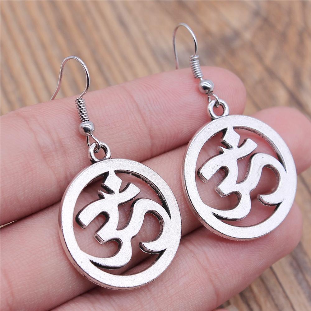 Om Sign Yoga Symbool Oorbel Yoga Om Symbool Zen Boeddhisme Glazen Oorbellen Voor Vrouwen Sieraden