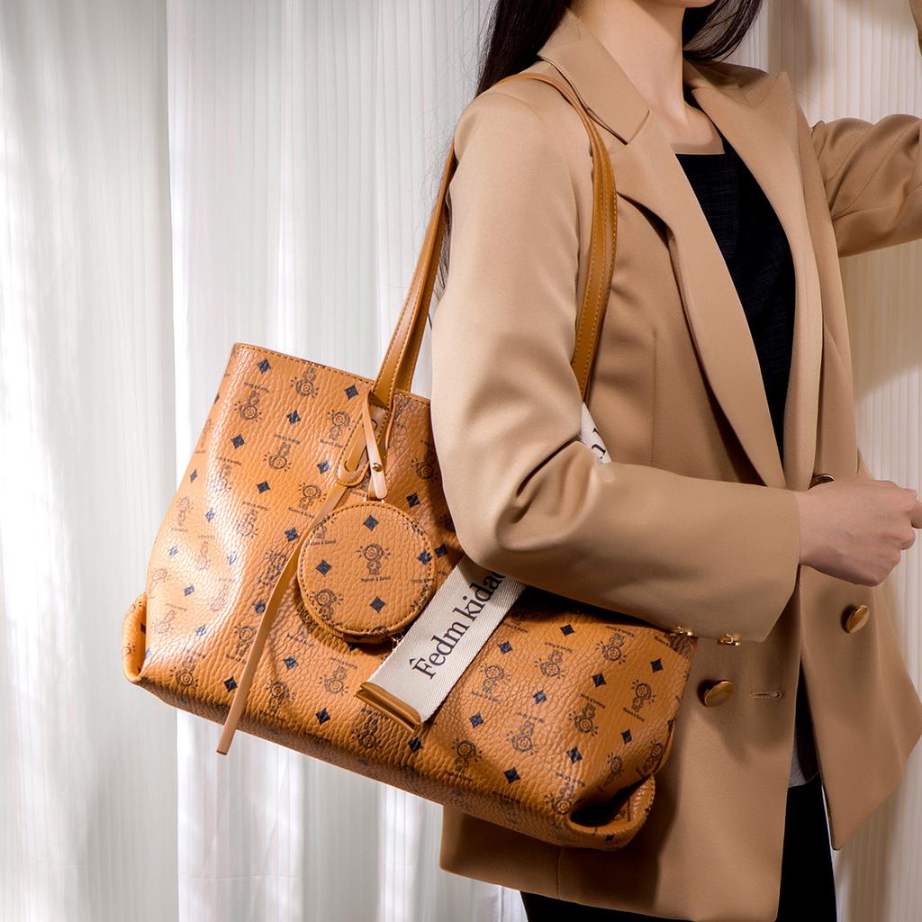 Vintage Large-Capacity Handbag for Foreign Trade, Fashionable Trendy Printed Tote Bag, Commuting Simple Textured Shoulder Bag Wholesale
