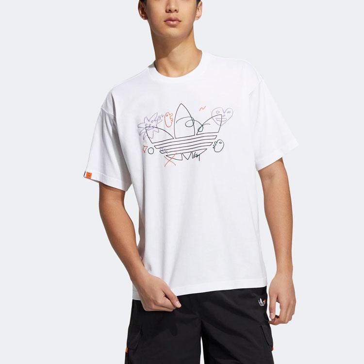 Adidas Originals Trefoil SS22 Color Logo Print Sports T-Shirt Unisex Tops White HR6459