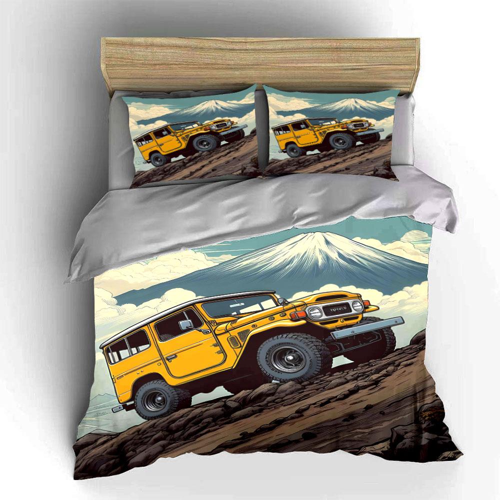 Yellow off-road vehicle design. Bedding sets Duvet cover sets Duvet covers Pillowcases(1 * Duvet Cover 2 * Pillowcases without duvet insert)