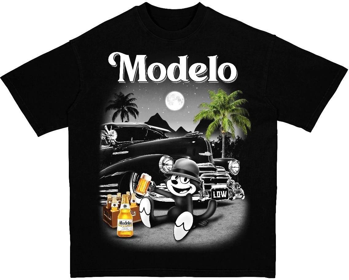 Modelo The Cat Mens Heavyweight Low Rider T-Shirt Print On Shaka Wear Tee S