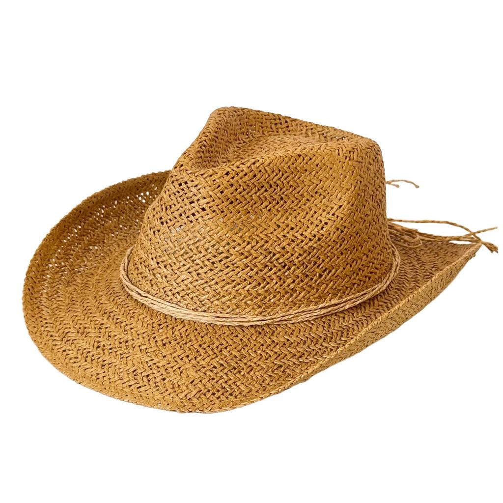 Fashion Woven Straw Hat With Wide Brim And Strap Decoration For Daily Wear