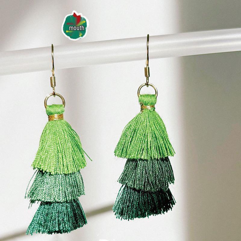 Verlauf Quaste Weihnachtsbaum Ohrringe - Europäisch/Amerikanischer Feiertags Ohrschmuck 2024