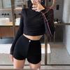 Women's High Waist Black Tight Denim A-Line Shorts - Summer Slimming Hip-Wrapping Style