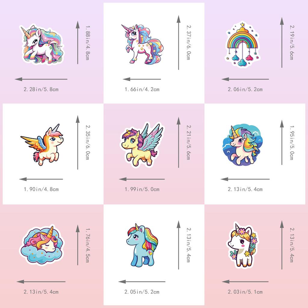 50pcs Cartoon Cute Rainbow Unicorn Stickers for Kids Scrapbooking Laptop Travel Luggage Laptop Wall Car Decoration Decal