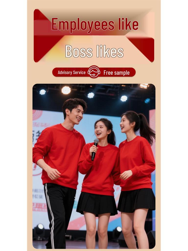 2026 Red Corporate Anniversary Sweatshirt - Custom Round Neck with Logo for Annual Meeting and Company Culture