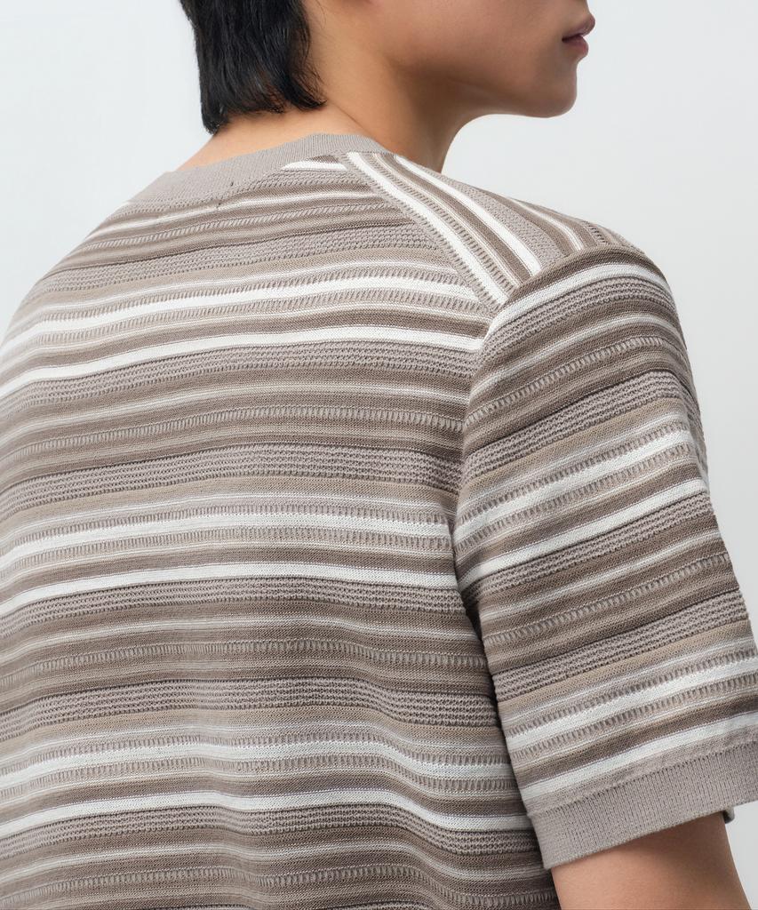 MUSINSA STANDARD Multi-Stripe Short-Sleeve Knit [Mushroom]
