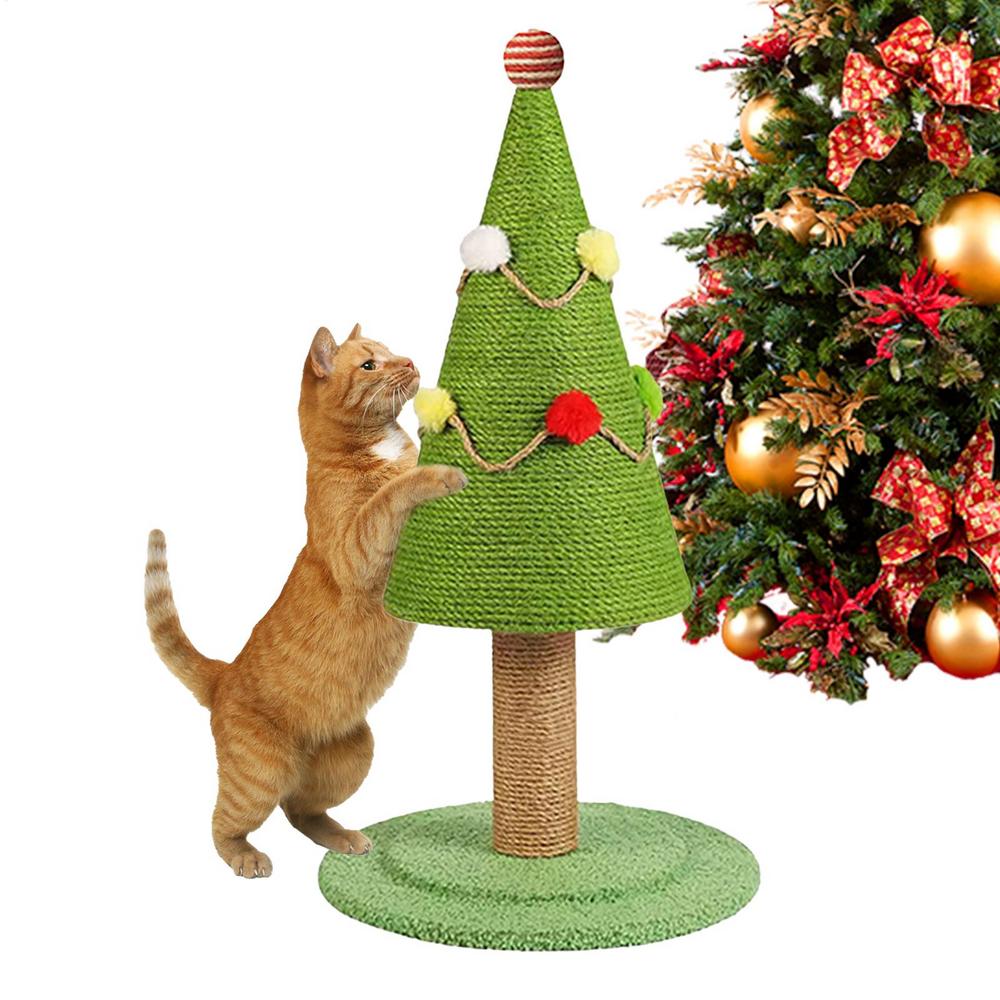 

Christmas Tree Cat Scratcher Cartoon Cat Scratching Tree Aesthetic Tree Ornaments Natural Sisal Cat Scratching Board For Kittens