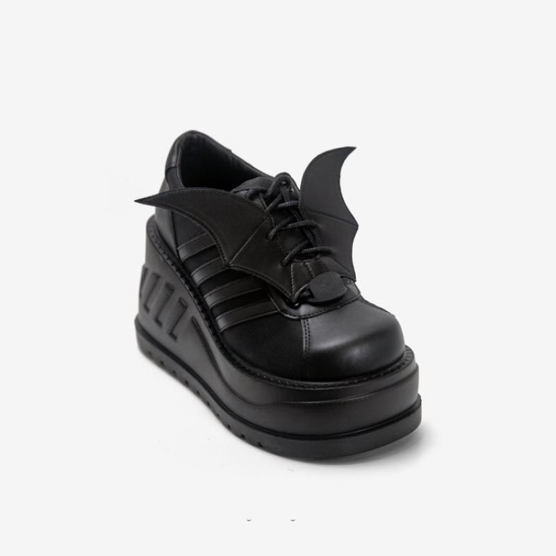Fashion Cyberpunk Leather Shoes Increase Platform Shoes Female Dark Gothic Big Head Shoes Personality