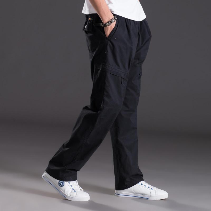 Men's Summer Workwear Casual Washed Cotton Pants, Multi-Pocket, Plus Size M-6XL