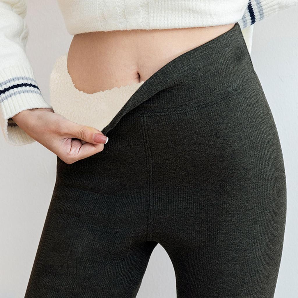 Frauen Hohe Taille Casual Hosen Einfarbig Fleece Thermo-Leggings Winter Lange Fleece Hose Plüsch Laufen