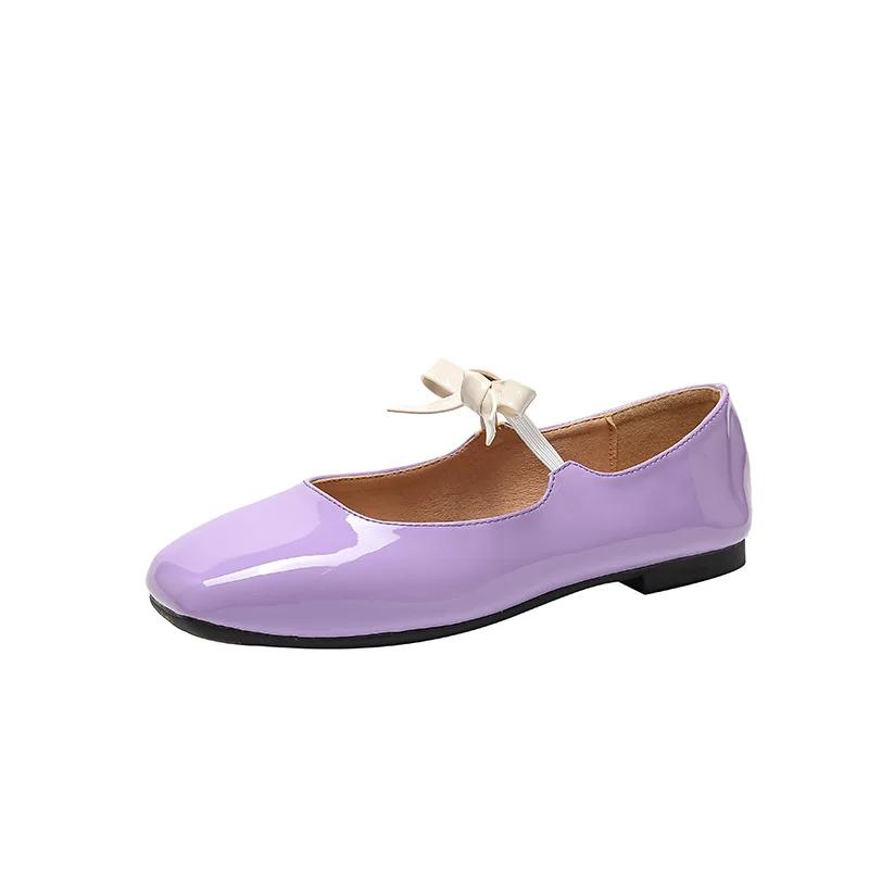 Flats Shoes Women Fashion Flat Single Shoes Women's New Spring and Autumn Bow French Retro Ballet Red Mary Jane Shoes