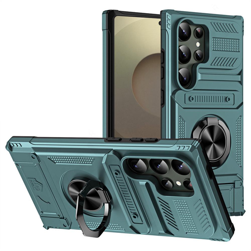 Militärisches Anti-Fall-Case mit Rüstungsdesign für Samsung S26 Ultra S24 Plus S23 FE S25 Ultra A56 A55 Magnetischer Ringhalter Kartensteckplatz Handyhülle