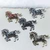 Elegant Equestrian Enamel Brooch with Crystal Accent Metal Pin Fashion Clothing Accessory for Daily Accessorizing