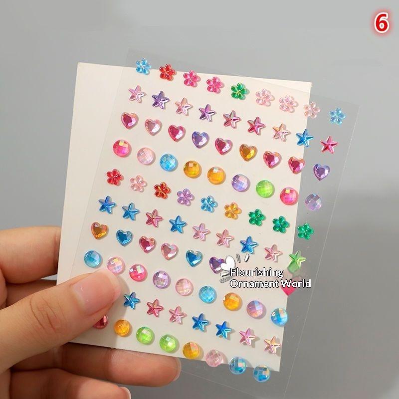 3D Eyes Face Makeup Temporary Tattoo Self Adhesive Beauty Colorful Pearl Jewels Stickers Festival Diy Body Art Decorations
