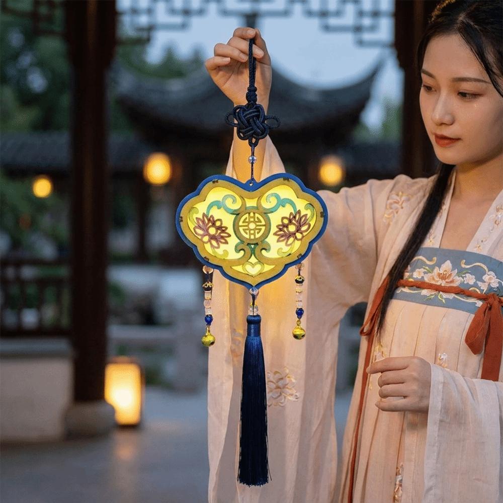 Lightweight DIY Craft Material Kit Wooden Hanging Lantern Portable Handheld Lantern Gift