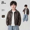Beiteng Jungen Lederjacke im koreanischen Stil - Unifarbene Revers-Design, Vielseitige Herbstkleidung.
