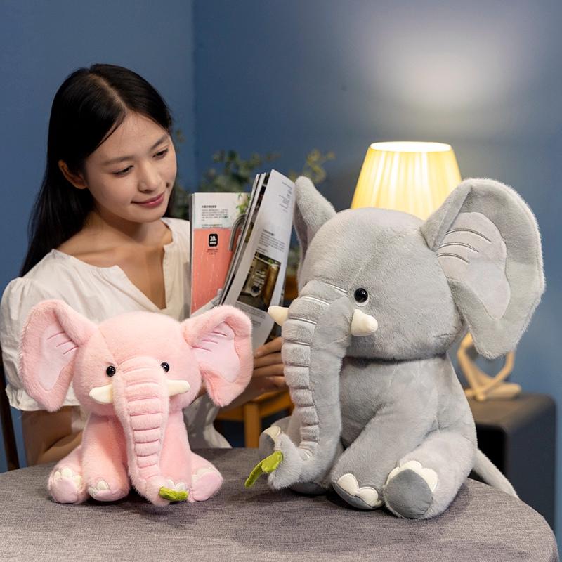 25/40cm Cute Sitting Elephant Plush Toy Lovely Pink Grey Elephant Plushies Stuffed Animal Doll Gifts