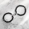 Matte Black & Turquoise Heart-Shaped Magnetic Couple Bracelets Set