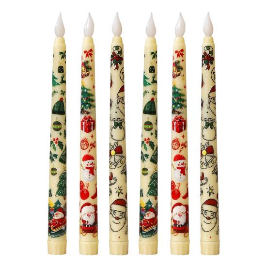 6Pcs LED Taper Candles Battery Operated Flameless Candles with Remote Control Christmas Light-up Candles for Home Winter Festive Decor