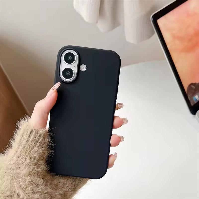 

Роскошный чехол из жидкого силикона для iPhone17 16 15 14 13 12 11Pro Max Plus XS XR Mini 7/8 SE 16E чехлы для телефона для iPhone Полная защита iPhone 16 чёрный