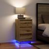 Nightstand with LED Lights Artisan Oak Finish 38 x 34 x 65 cm