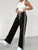 Pantalon de Sport Décontracté Noir à Jambe Droite pour Femme - Style Européen & Américain, Fin à Jambe Large