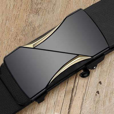 Herren Gürtel aus echtem Leder, zahnlos, automatische Schnalle, trendy, vielseitig, lässig, Jeans Gürtel für junge Männer