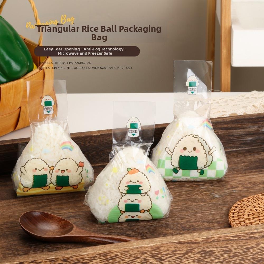 100pcs Cartoon Pattern Onigiri Wrapping Bag Triangle Rice Ball Bag New Sushi Mould Bag Party Favor