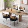 Velvet Dining Chair, Set of 2, Modern, Simple Leisure Chair with Four Metal Support Legs, Rattan Leisure Chair, Living Room and Bedroom Chair, Black