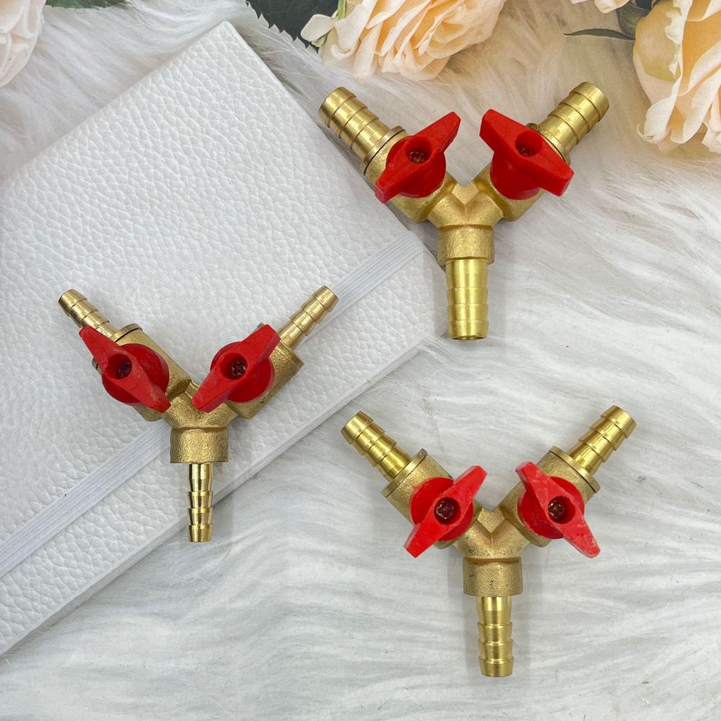 Three-Way Brass Gas Valve with Pagoda Pointed Nozzle for Liquefied Gas Stoves