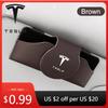 Car Sticker New Leather Car Glasses Case Sunglasses Storage Box Clip For Tesla Model 3 Model S X Model Y Roadster SpaceX A