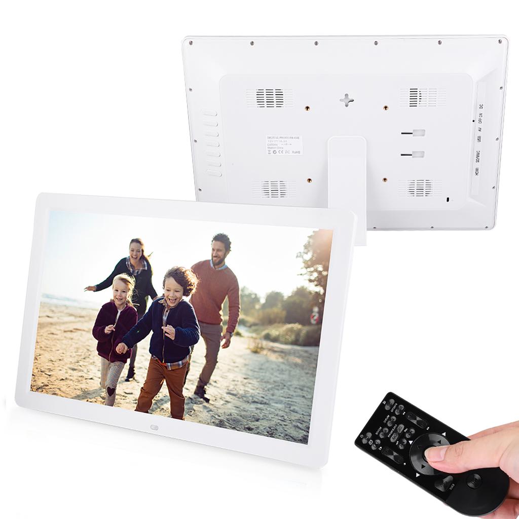 17Inch 1440*900HD Digital Photo Picture Frame Alarm Clock Player Album Remote Control White