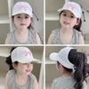 Cute Kids Baseball Hat Visor, Waterproof Bow Tie Sun Cap, Toddler Girls High Ponytail Hat, Summer Beach Hat Adjustable Age 2-5