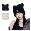 MLB Cat-Ear Ribbed Knit Beanie – Trendy Y2K Style Winter Hat for Women & Unisex
