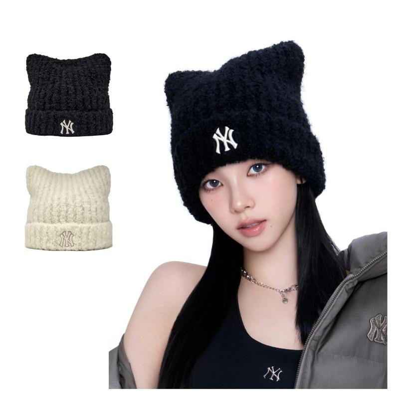 

MLB Cat-Ear Ribbed Knit Beanie – Trendy Y2K Style Winter Hat for Women & Unisex free чорний