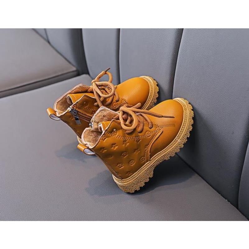 Fashion versatile children's warm short boots boys British style velvet single boots