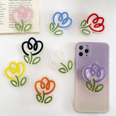 Skládací držák na mobilní telefon s květinami tulipánů, kapesní držák pro iPhone, Samsung, prstový kroužek, rozšiřující se držák Griptok