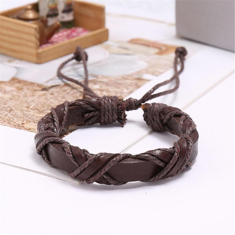 Handcraft Twining Designs Black Brown Sturdy PU Leather Bracelet for Men and Women Special Day Gifts Casual Wear