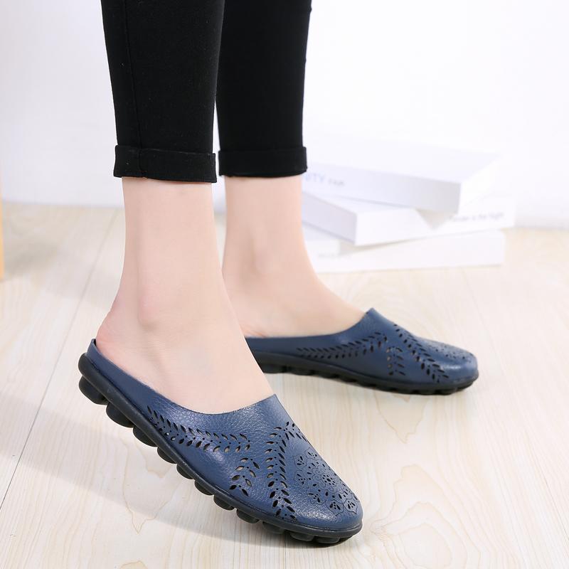 Women's Backless Walking Sneakers Summer Slip-on Mule Shoes Closed Toe Slippers Comfort Casual Travel Mule