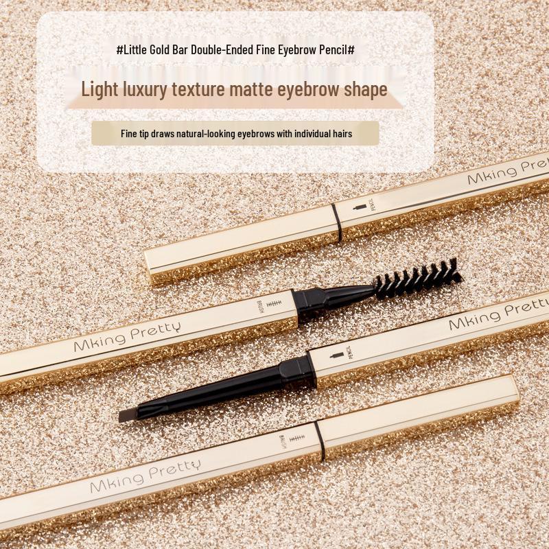 Little Gold Bar Ultra-Fine Double-Ended Triangular Eyebrow Pencil: Waterproof, Sweatproof, Long-Lasting, Non-Smudging, Natural-Looking.