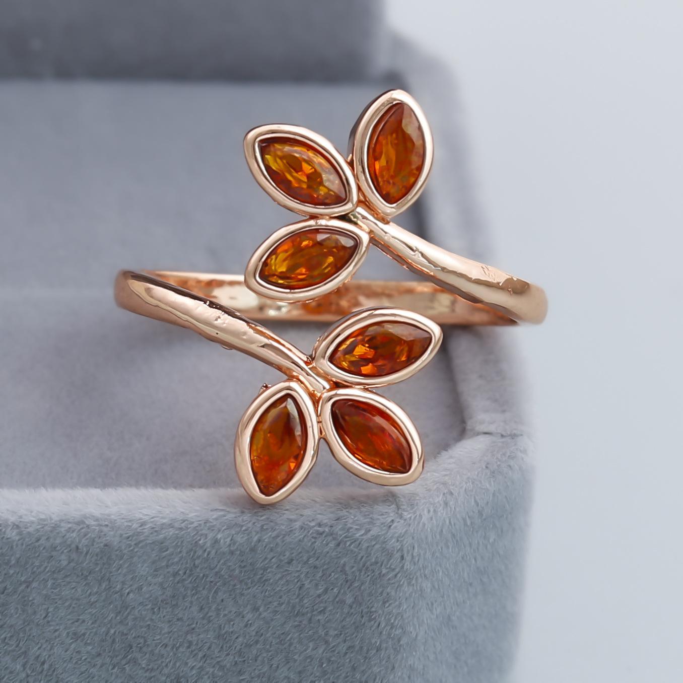 

Flower high-end ring, personalized retro exaggerated champagne ring for women No. 6