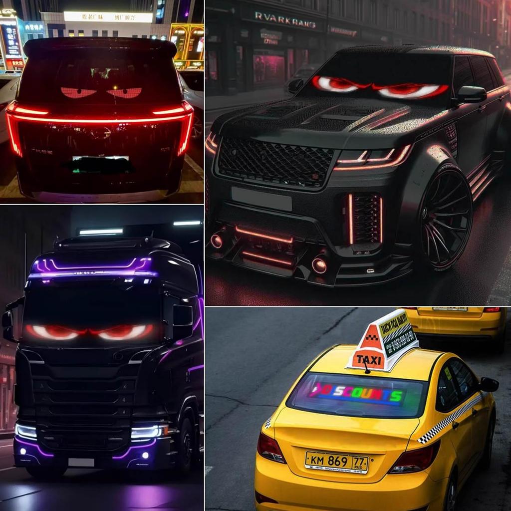 Colorful Car Devil Eyes Light Led Soft Screen DIY Car Windshield Dynamic LED Smart Phone App Control Flexible Matrix Screen